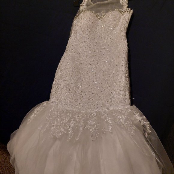 Bedazzled Mermaid Wedding Dress - Picture 1 of 8